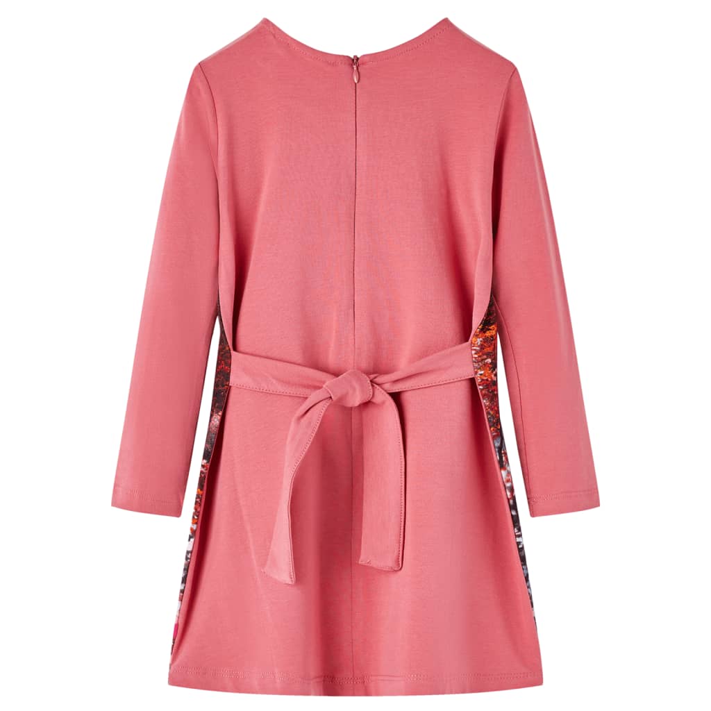 Vestido de manga comprida para criança rosa-velho 140