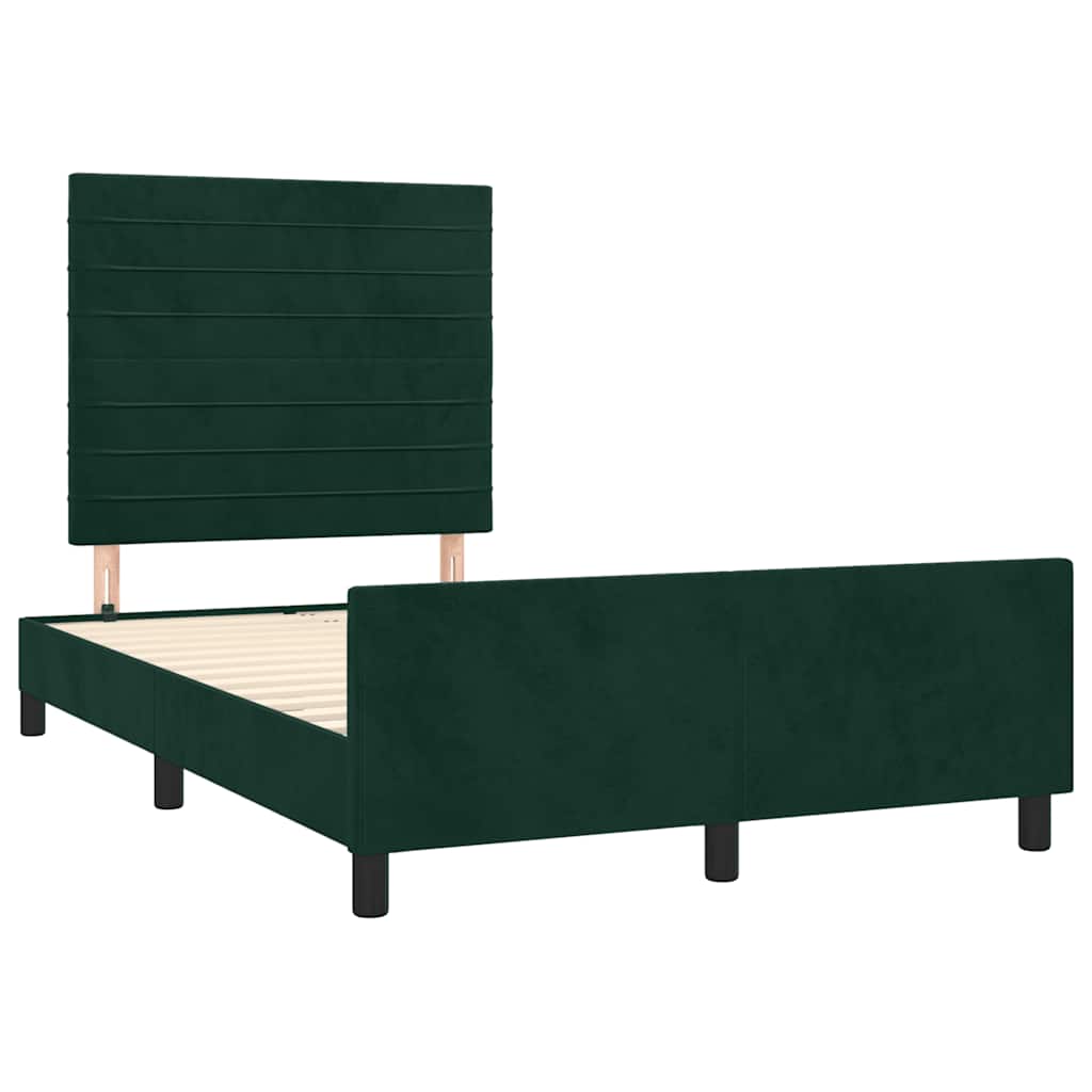 Estrutura de cama com colchão verde escuro 120x190 cm veludo