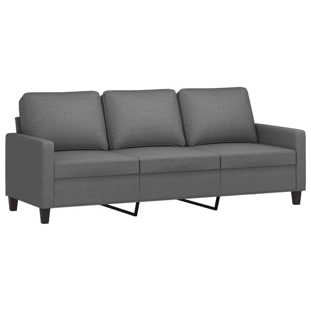 3 Pcs conjunto de sofás com almofadões tecido cinzento-escuro
