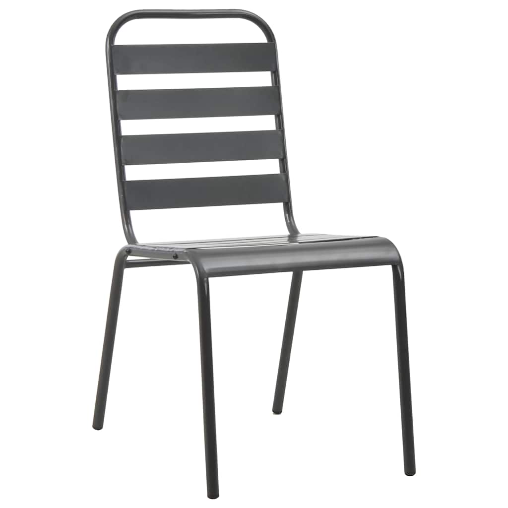 Cadeiras de exterior empilháveis 2 pcs aço cinzento