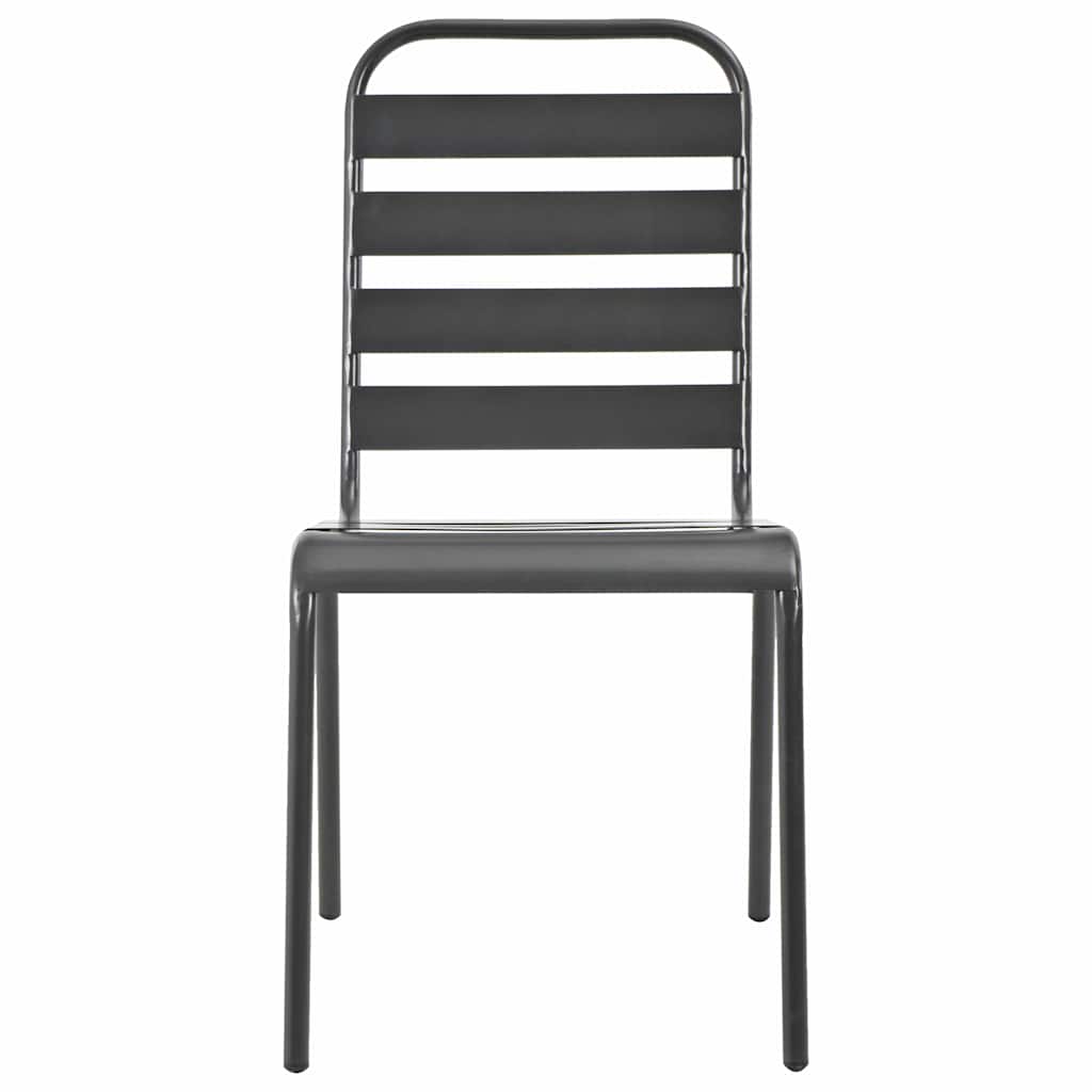Cadeiras de exterior empilháveis 2 pcs aço cinzento