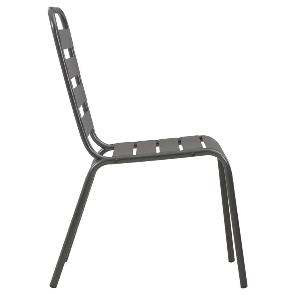 Cadeiras de exterior empilháveis 2 pcs aço cinzento