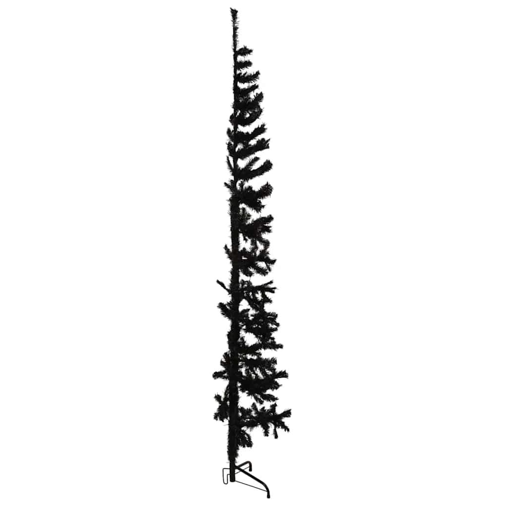 Meia árvore de natal fina com suporte 210 cm preto