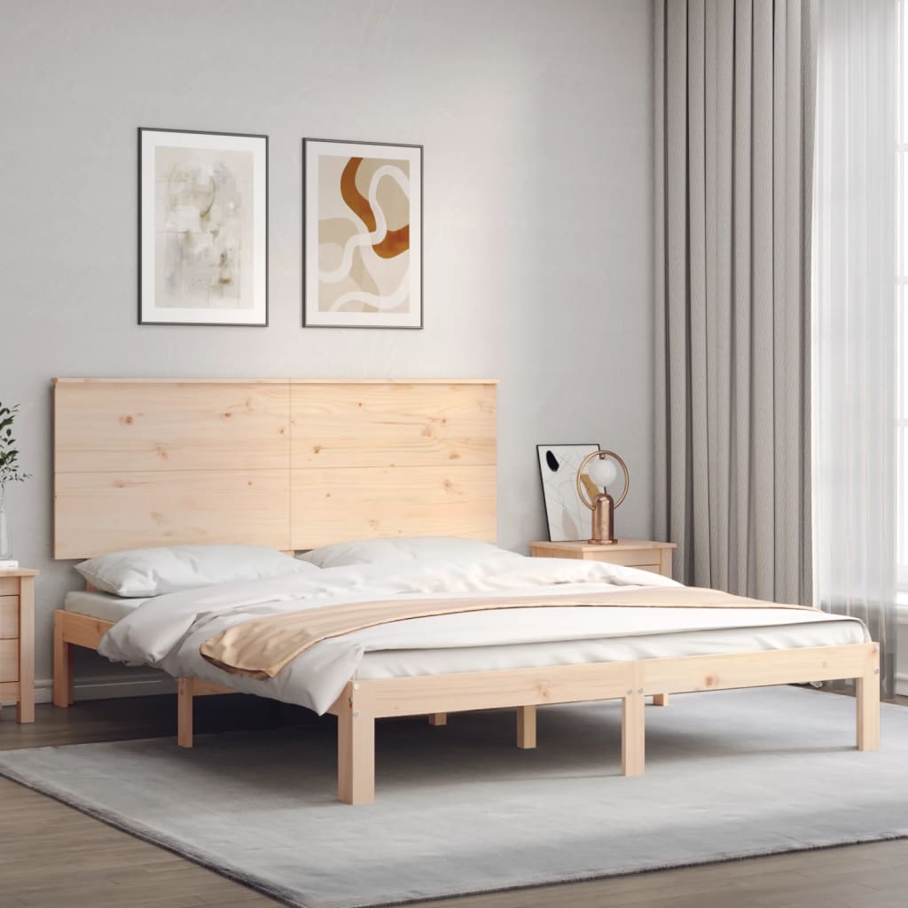 Estrutura de cama king size com cabeceira madeira maciça