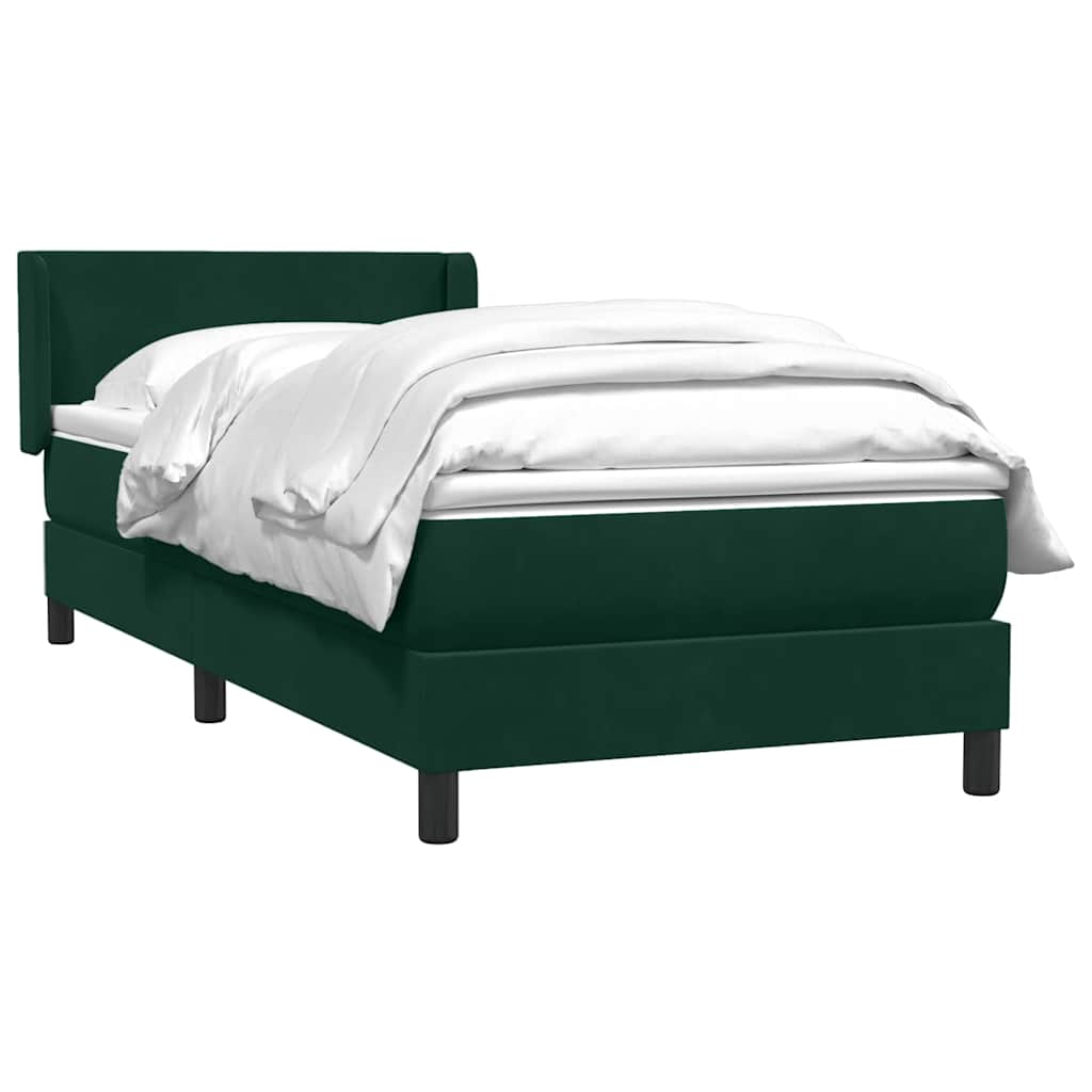 Cama com molas/colchão verde-escuro 80x220 cm veludo