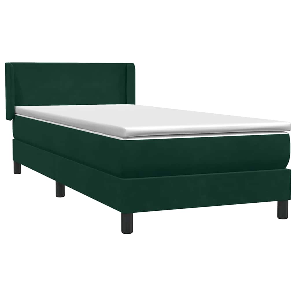 Cama com molas/colchão verde-escuro 80x220 cm veludo