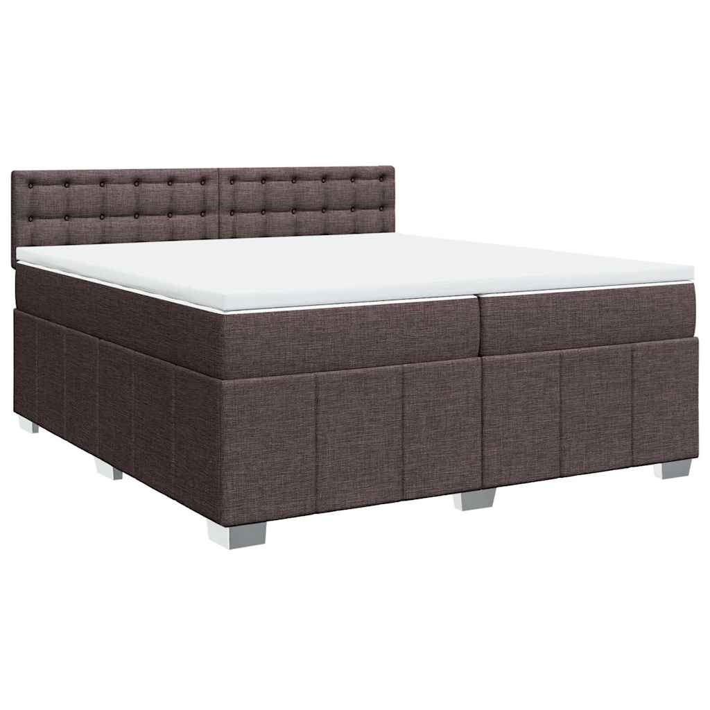 Cama com molas/colchão 200x200 cm tecido castanho-escuro