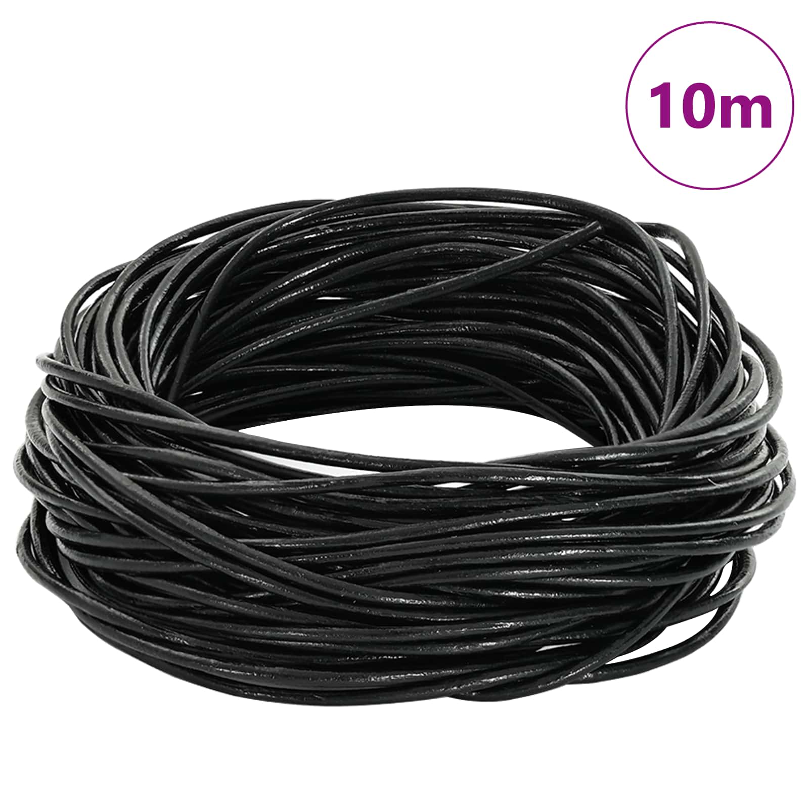 Corda de couro preto ø1,5 mm x 10 m couro