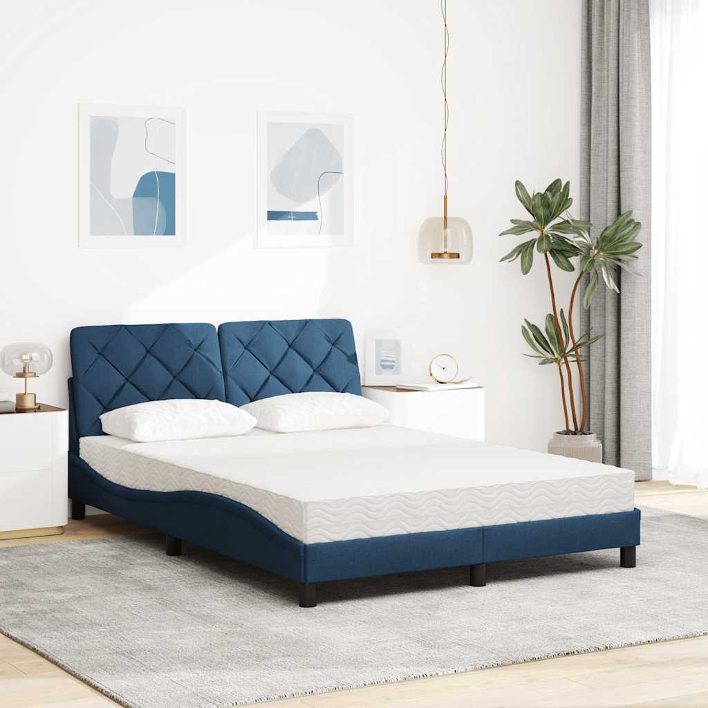 Cama com colchão 140x190 cm tecido azul