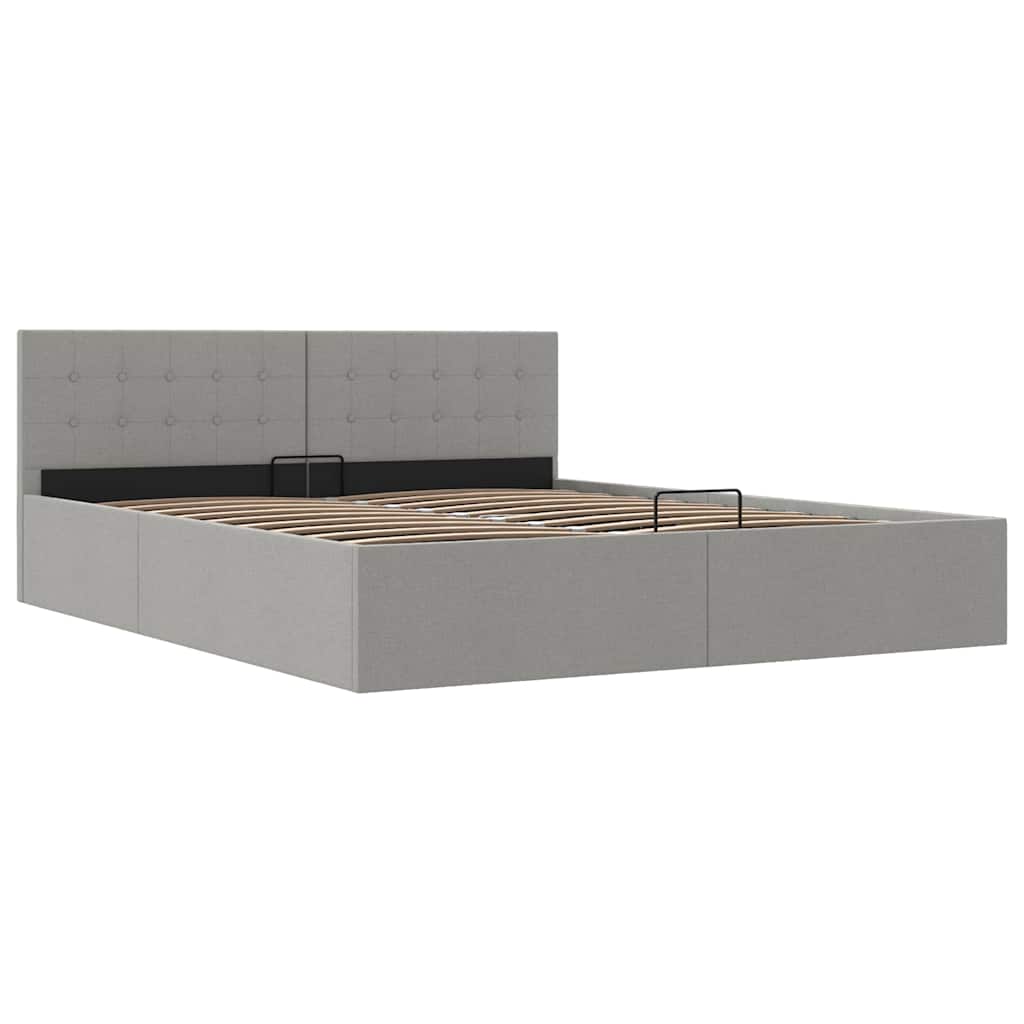Estrutura de cama hidráulica 180x200 cm tecido cinzento-claro