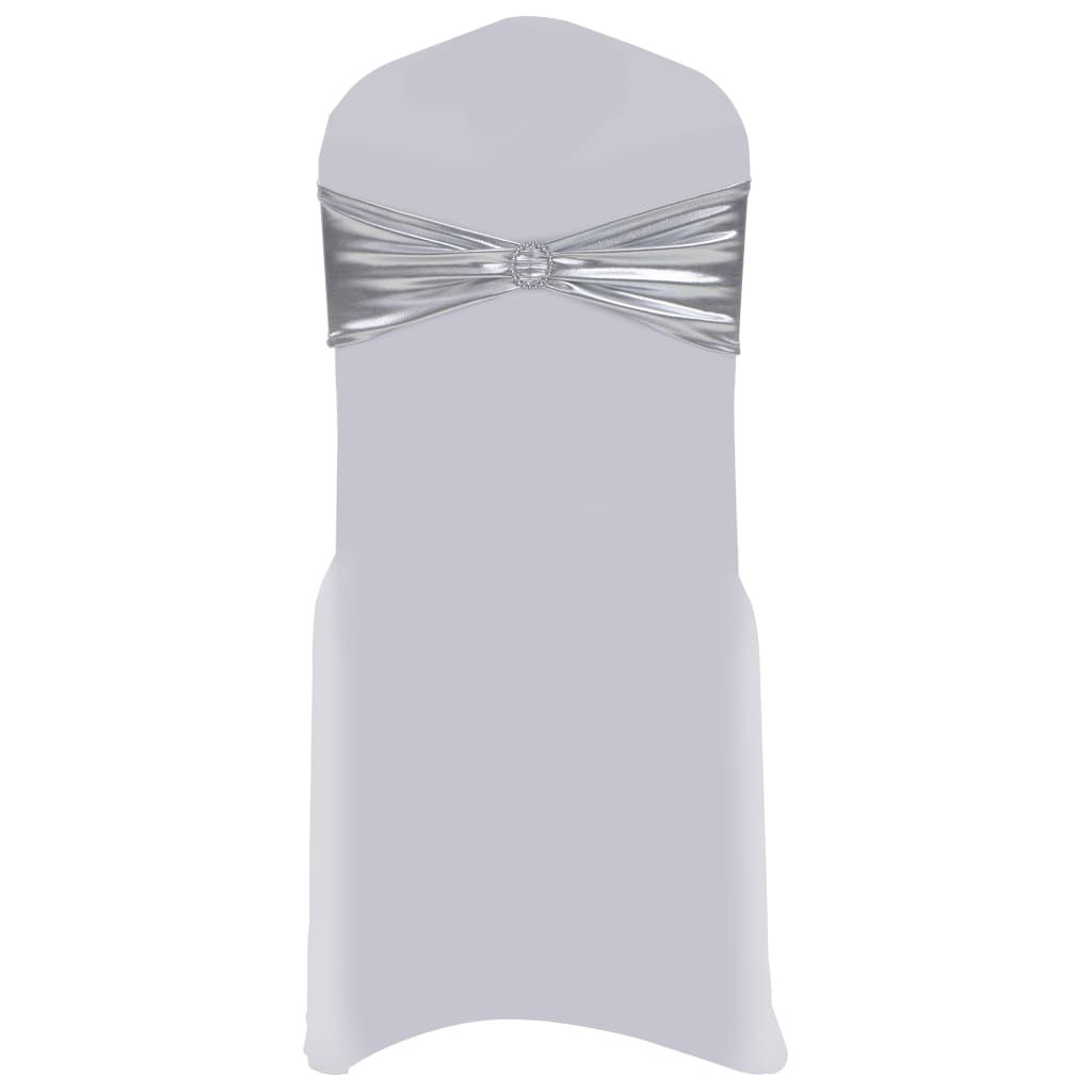 25 Pcs faixa de cadeira extensível c/ fivela diamante prateado