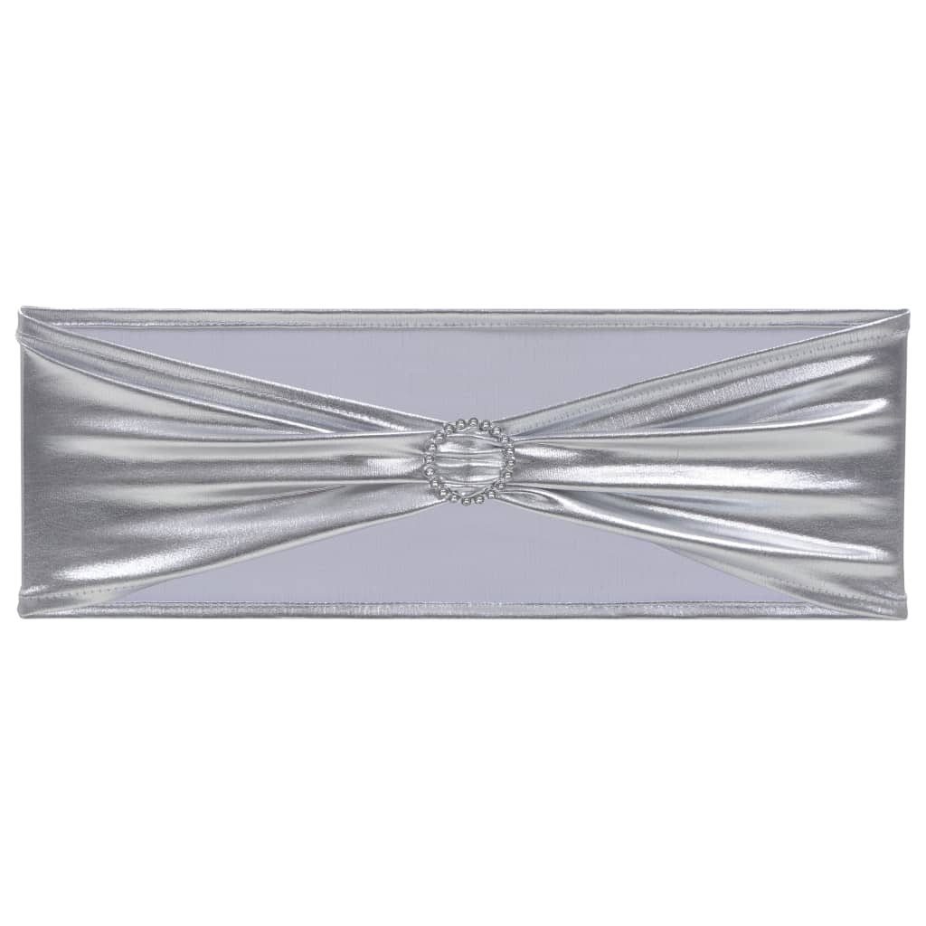 25 Pcs faixa de cadeira extensível c/ fivela diamante prateado