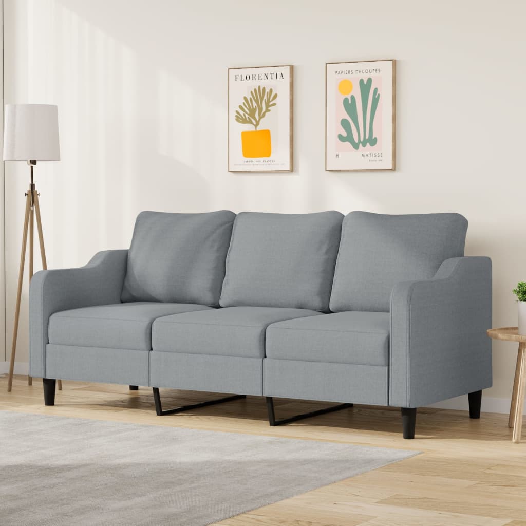 Sofá de 3 lugares 180 cm tecido cinza-claro