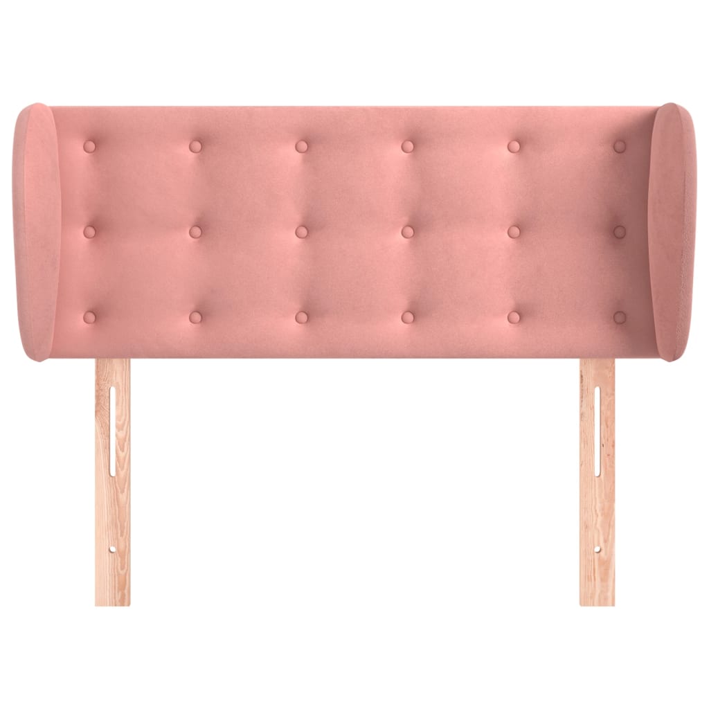 Cabeceira de cama c/ abas veludo 93x23x78/88 cm rosa