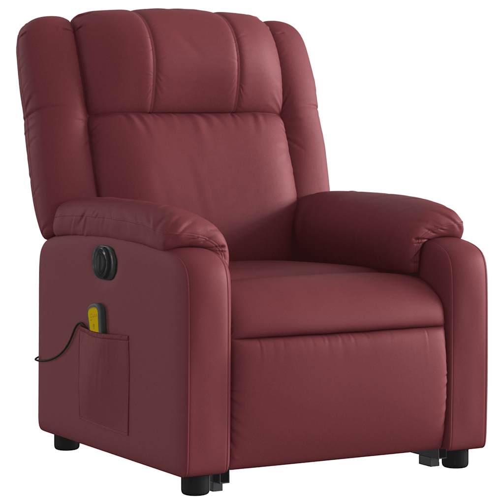 Poltrona reclin. elevatória elétrica couro artif vermelho-tinto