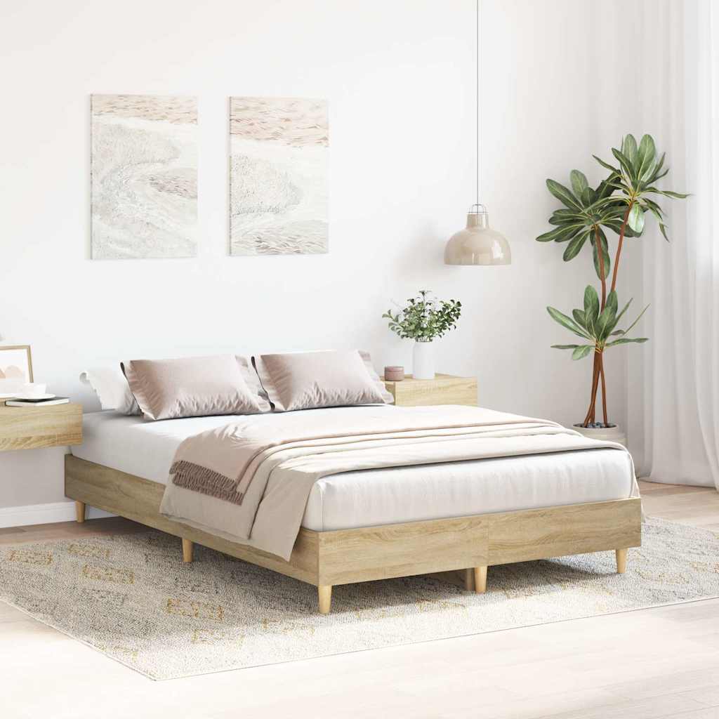 Estrutura de cama sem colchão 140x190 cm carvalho sonoma