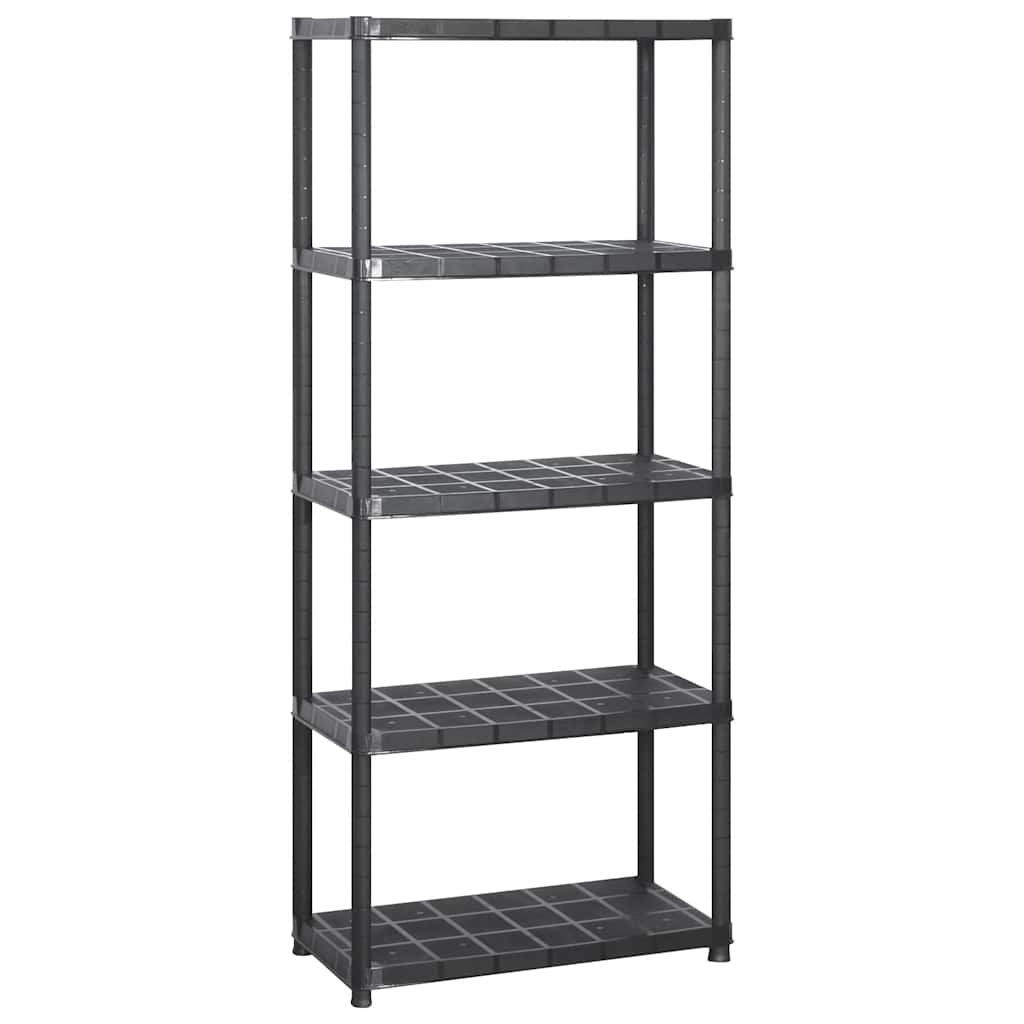 Unidade com 5 prateleiras 213x38x170 cm plástico preto