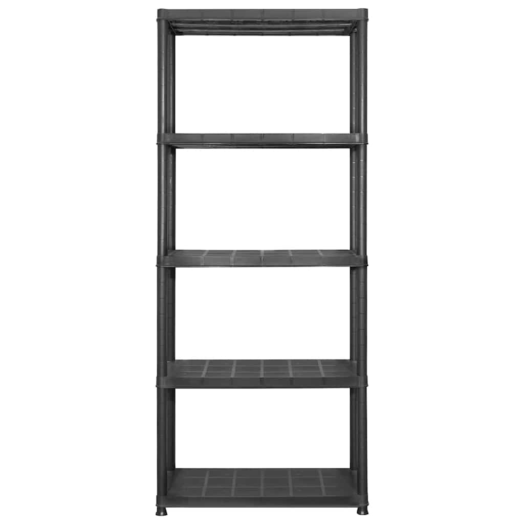 Unidade com 5 prateleiras 213x38x170 cm plástico preto