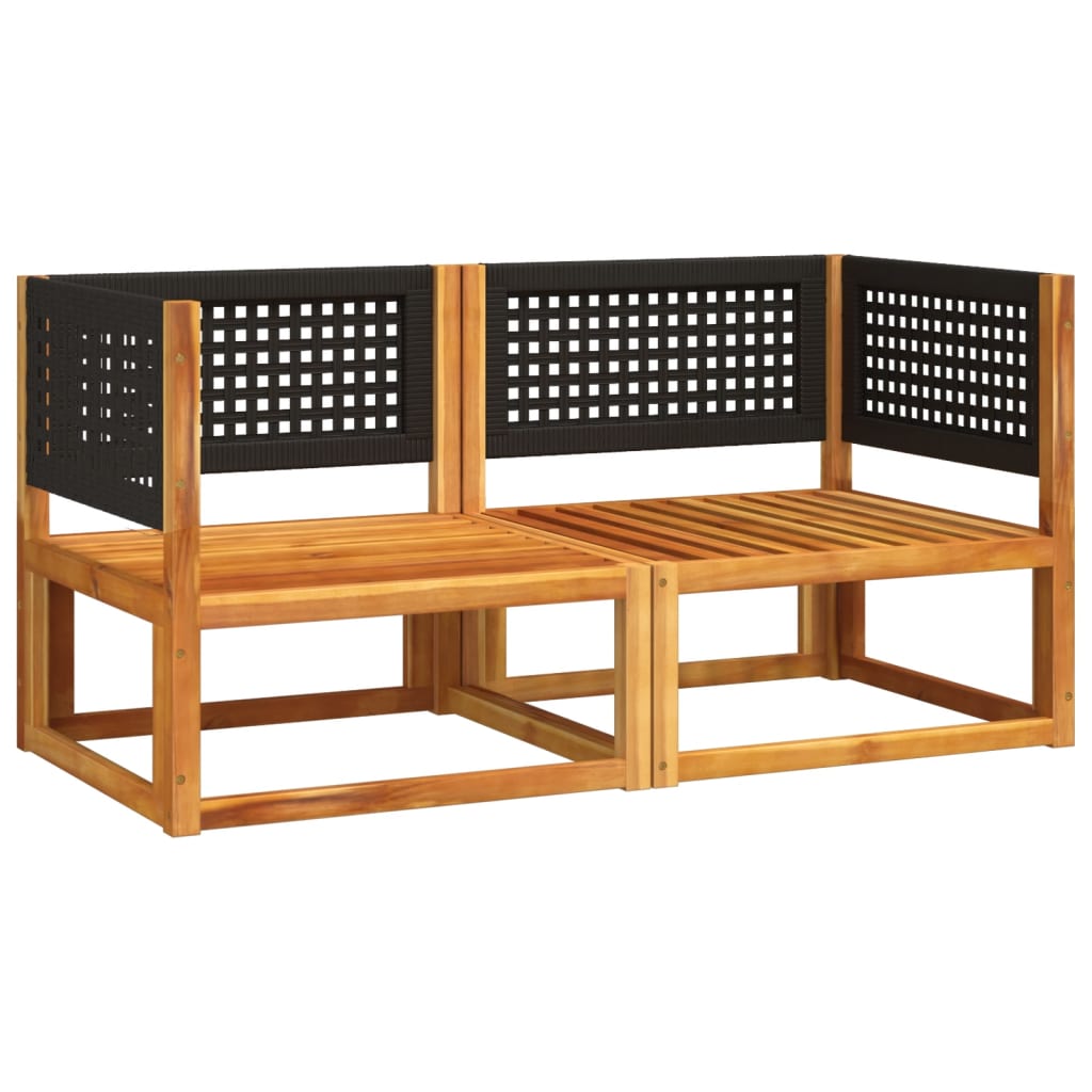 Sofás de canto de jardim com almofadas 2 peças madeira acácia e rattan