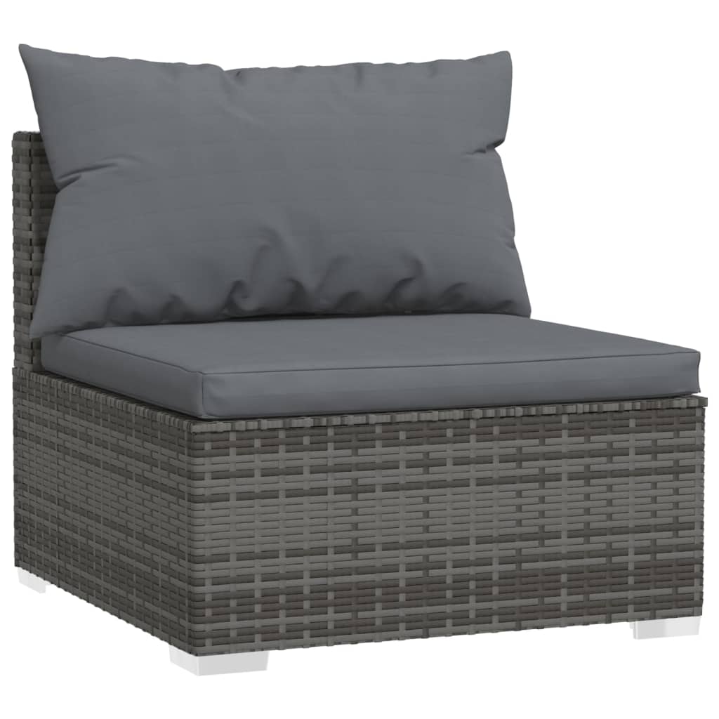 12 Pcs conjunto lounge de jardim c/ almofadões vime PE cinzento
