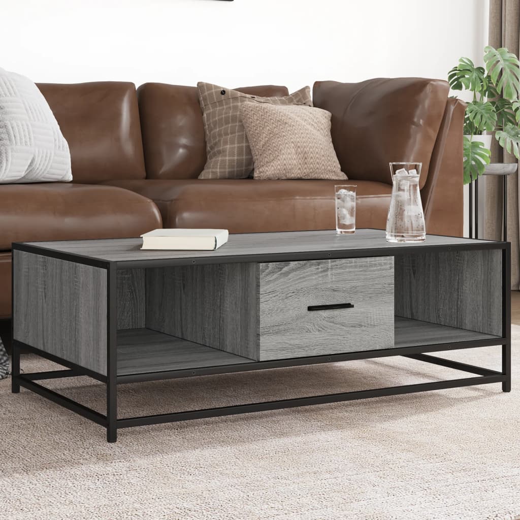 Mesa de centro 100x57x35cm deriv. madeira/metal cinzento sonoma
