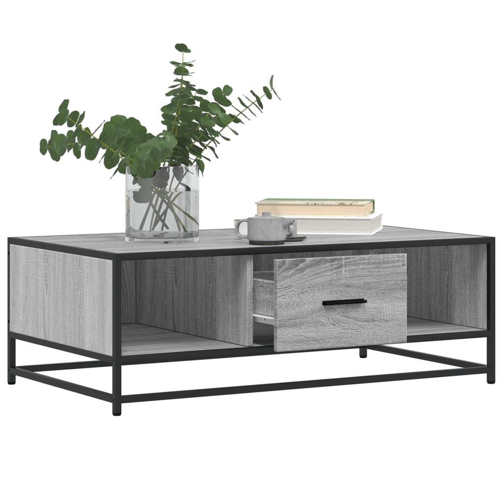 Mesa de centro 100x57x35cm deriv. madeira/metal cinzento sonoma