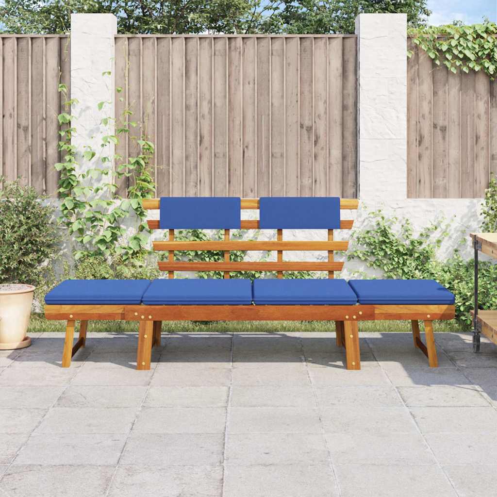 Banco de jardim com almofadões 2-em-1 190 cm acácia maciça
