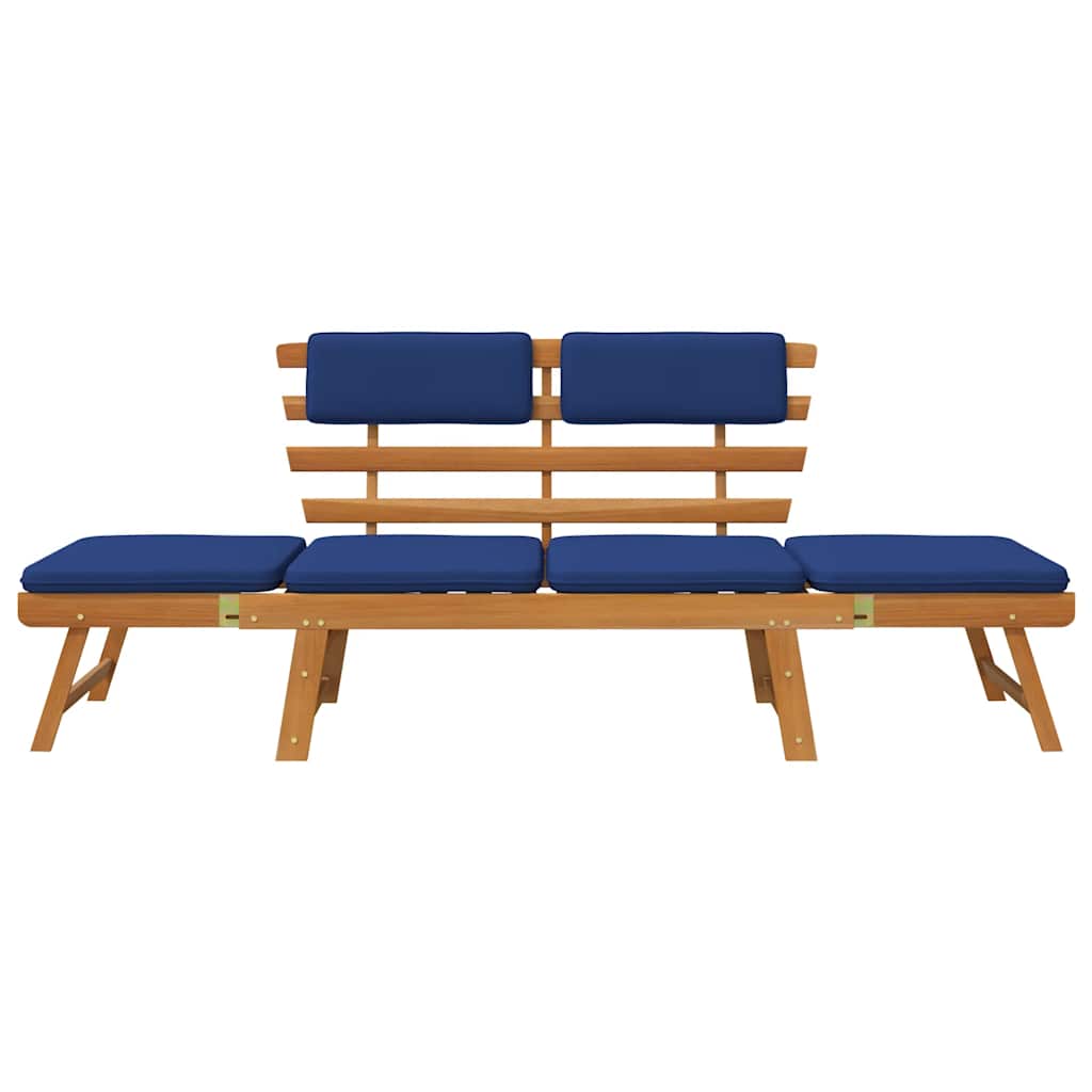 Banco de jardim com almofadões 2-em-1 190 cm acácia maciça