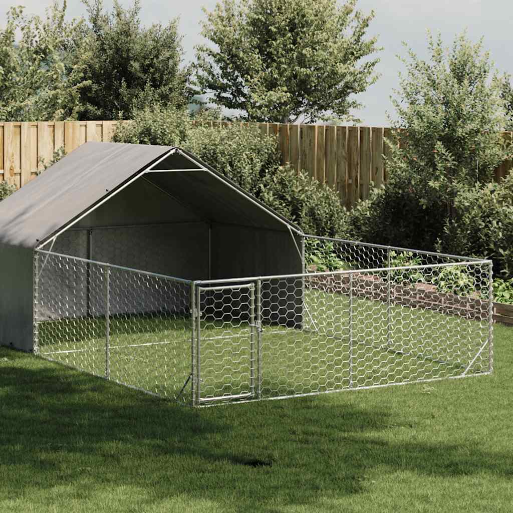 Canil exterior para cães com corredor 6x3x1,9 m aço galvanizado