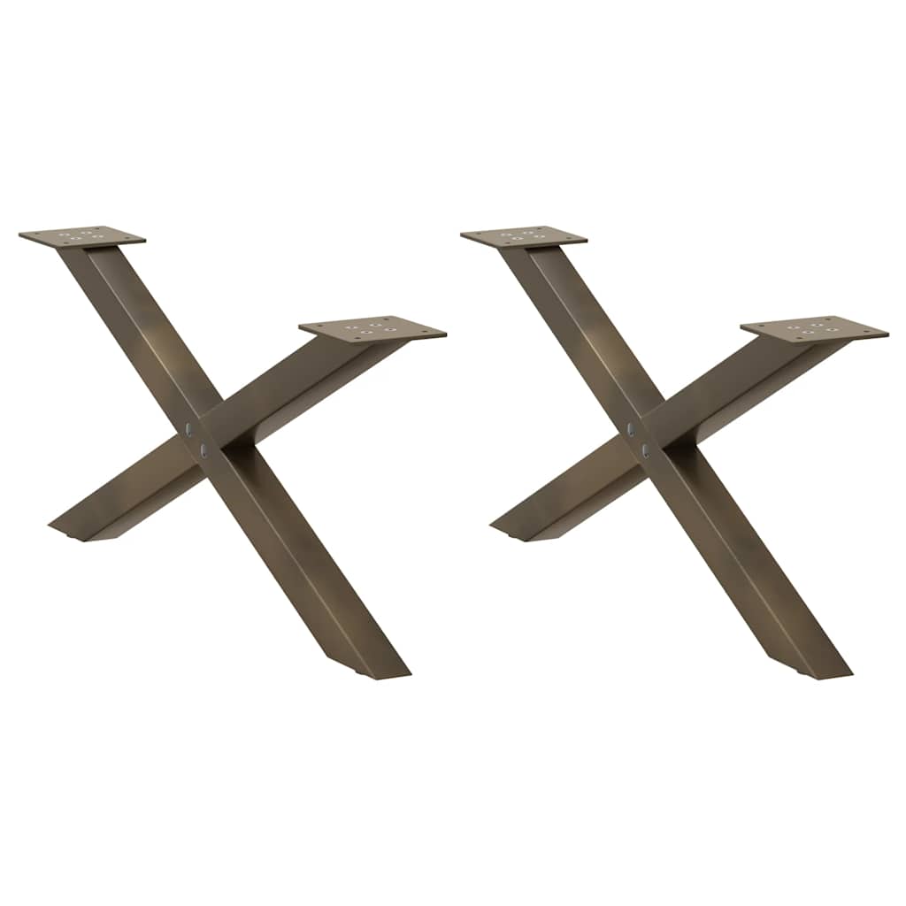 Pés para mesa de centro em formato de x, 2 peças, aço natural, 70x(30-31) cm, aço