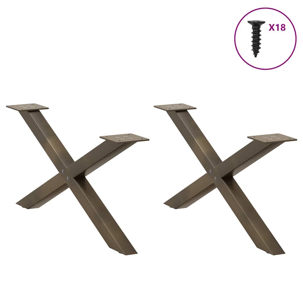 Pés para mesa de centro em formato de x, 2 peças, aço natural, 70x(30-31) cm, aço