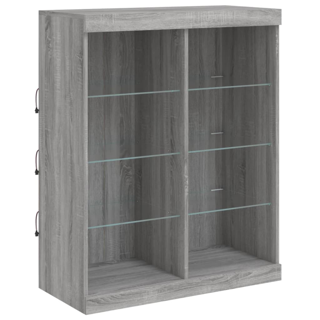 Aparador com luzes LED 81x37x100 cm cinzento sonoma