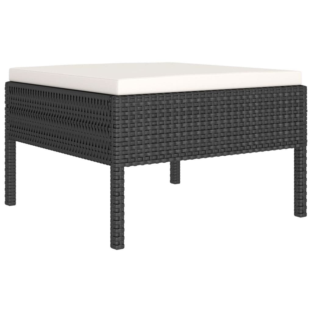 8 Pcs conjunto lounge de jardim c/ almofadões vime PE preto