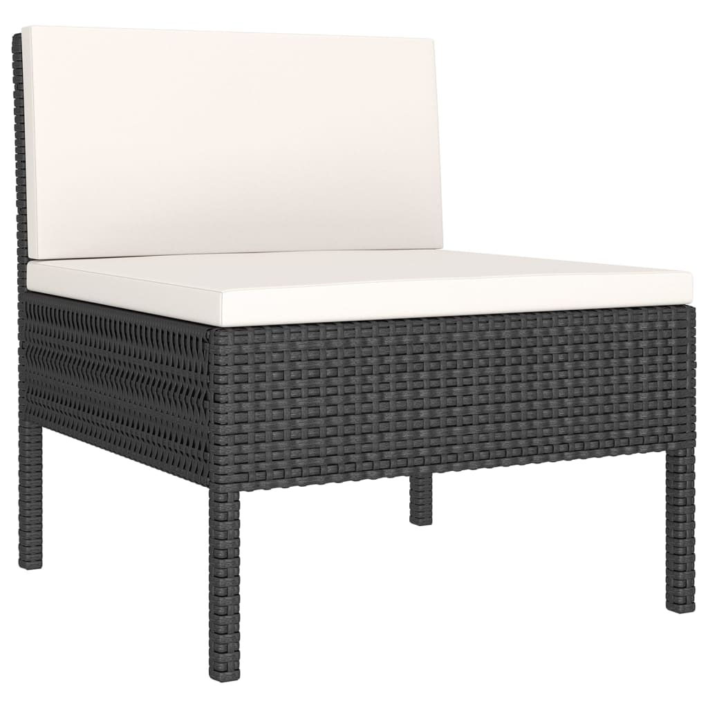 8 Pcs conjunto lounge de jardim c/ almofadões vime PE preto