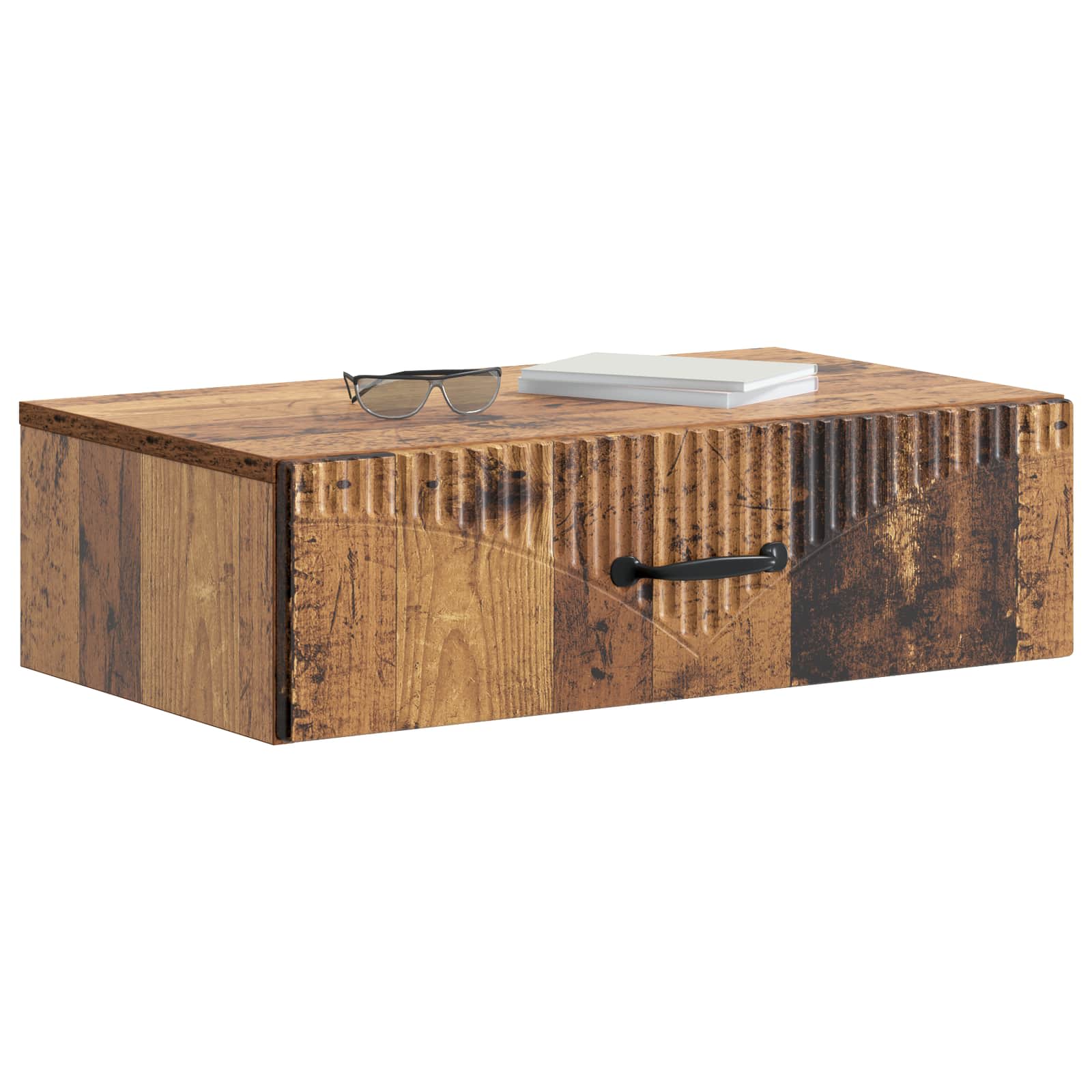 Mesa lateral de parede madeira antiga 59 x 34,5 x 17 cm