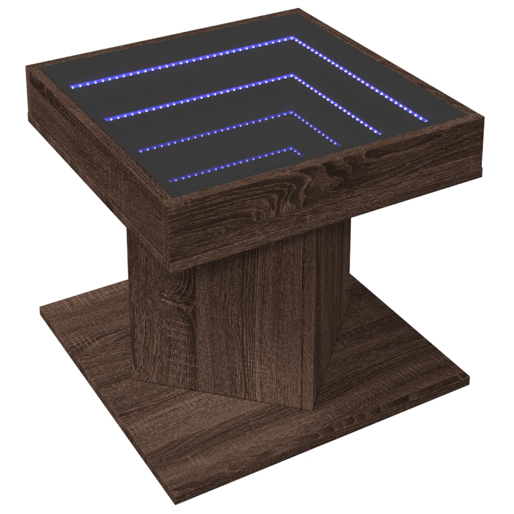 Mesa de centro c/ leds 50x50x45 madeira processada