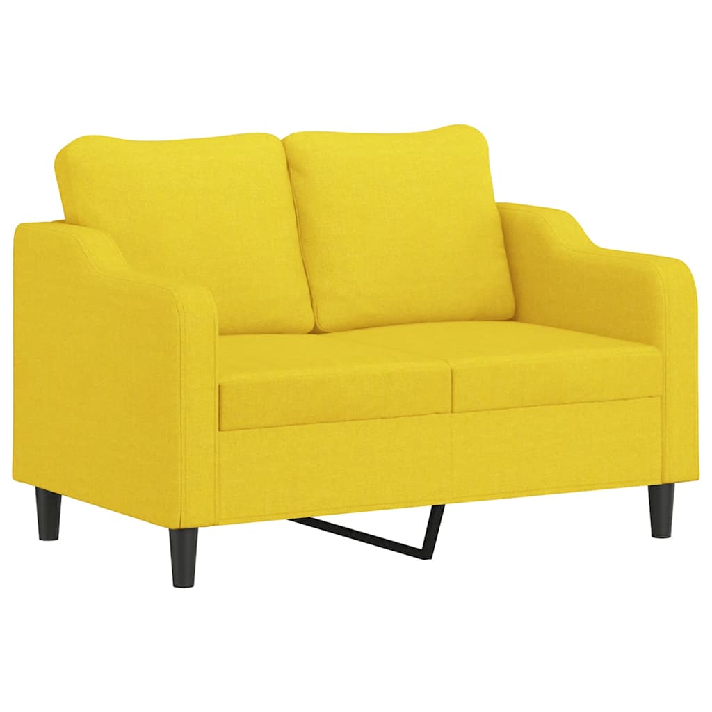 3 Pcs conjunto de sofás com almofadas tecido amarelo-claro
