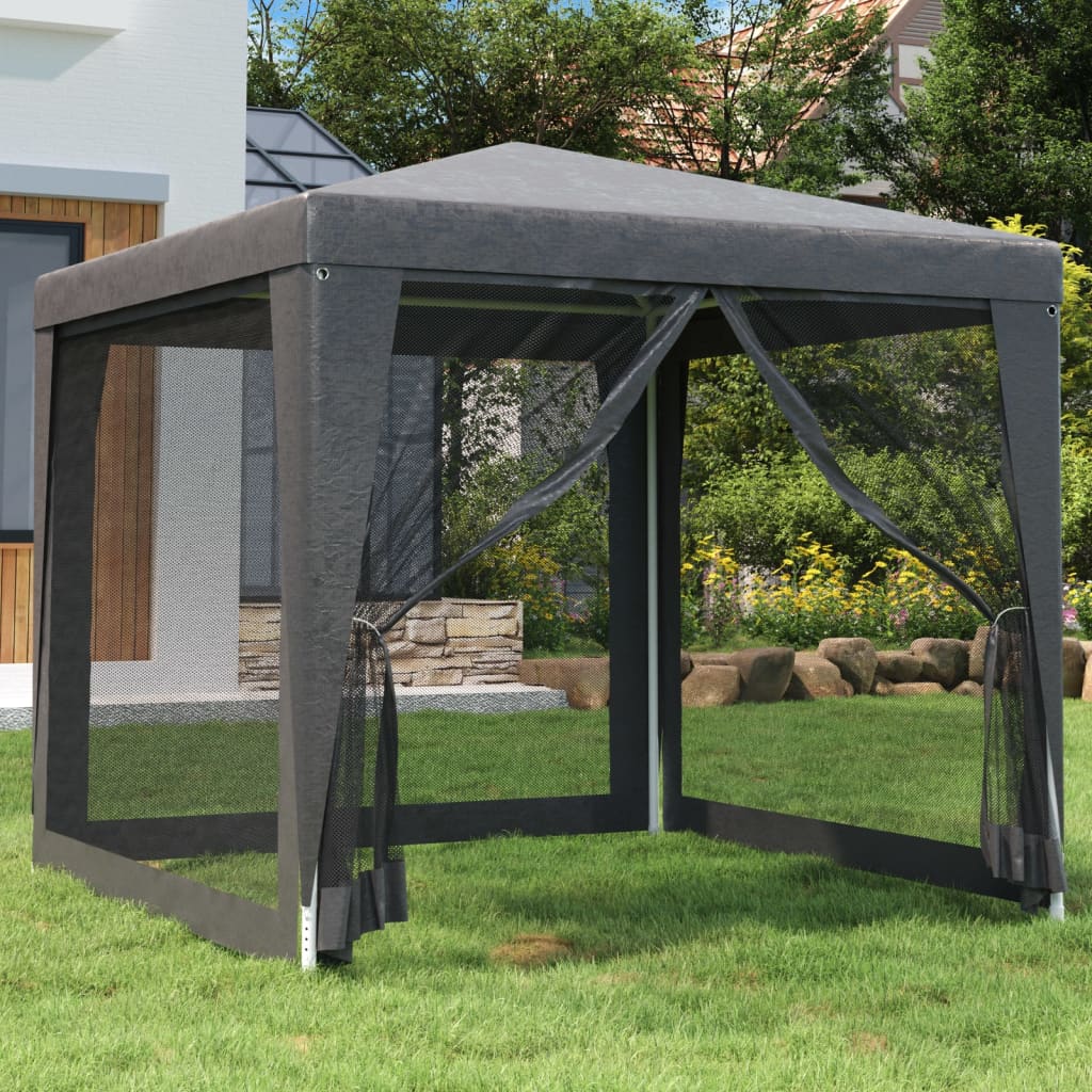 Tenda festas c/ 4 paredes laterais rede 2,5x2,5m pead antracite