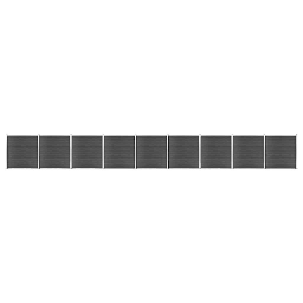 Conjunto de painel de vedação wpc 1564x186 cm preto