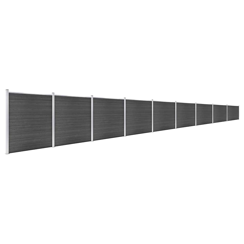Conjunto de painel de vedação wpc 1564x186 cm preto