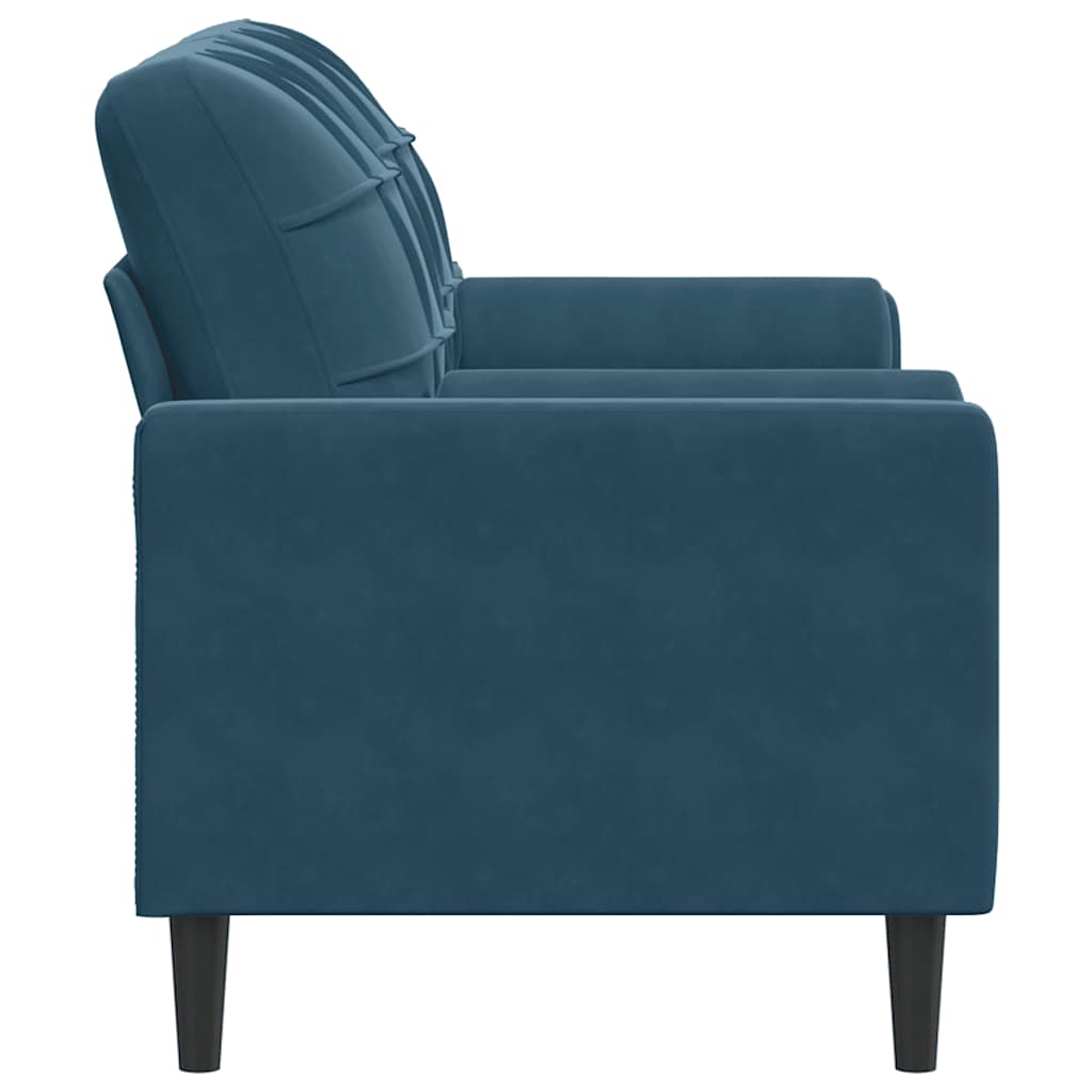 Sofá 2 lugares c/ almofadas decorativas 140 cm veludo azul