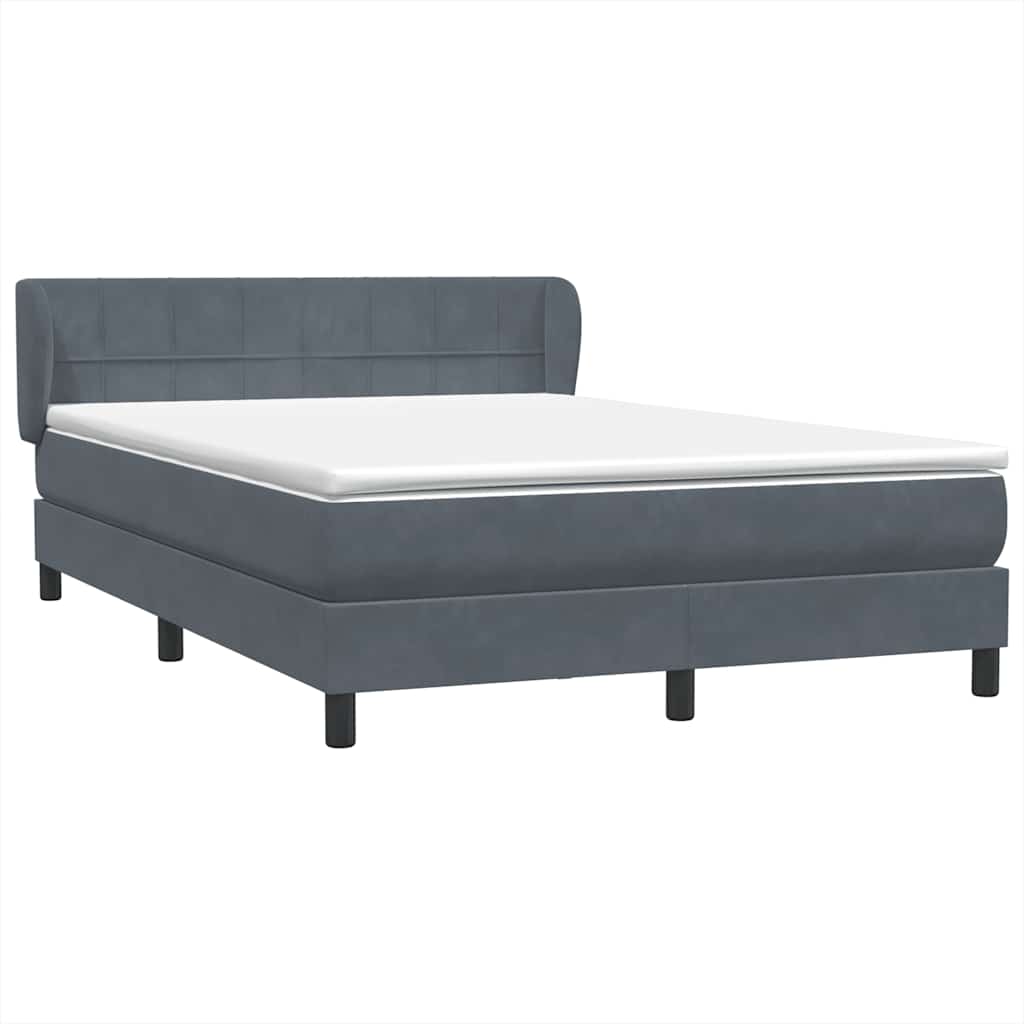 Cama com molas/colchão 160x210 cm veludo cinzento-escuro
