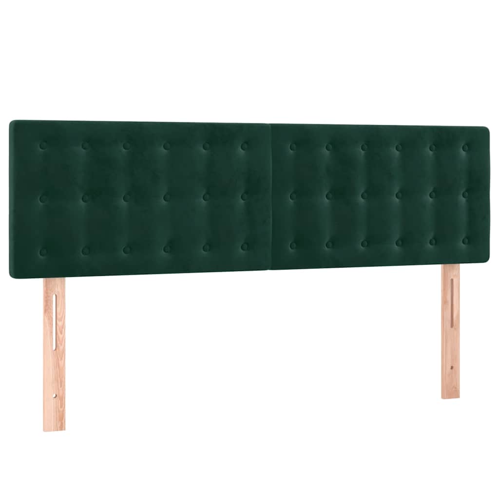 Cabeceira de cama c/luzes LED veludo 144x5x78/88cm verde-escuro