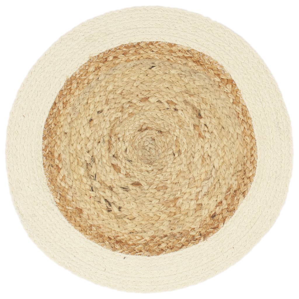Individuais de mesa 6 pcs juta e algodão 38 cm redondo natural
