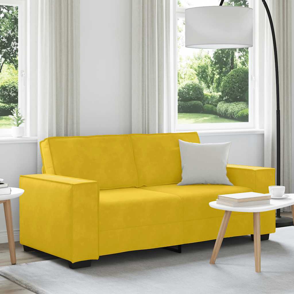 Sofá de 2 lugares amarelo, 180x78x84 cm, veludo