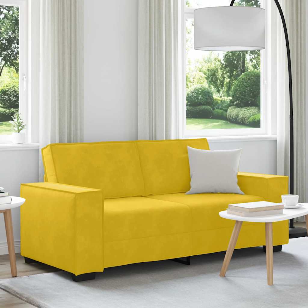 Sofá de 2 lugares amarelo, 180x78x84 cm, veludo