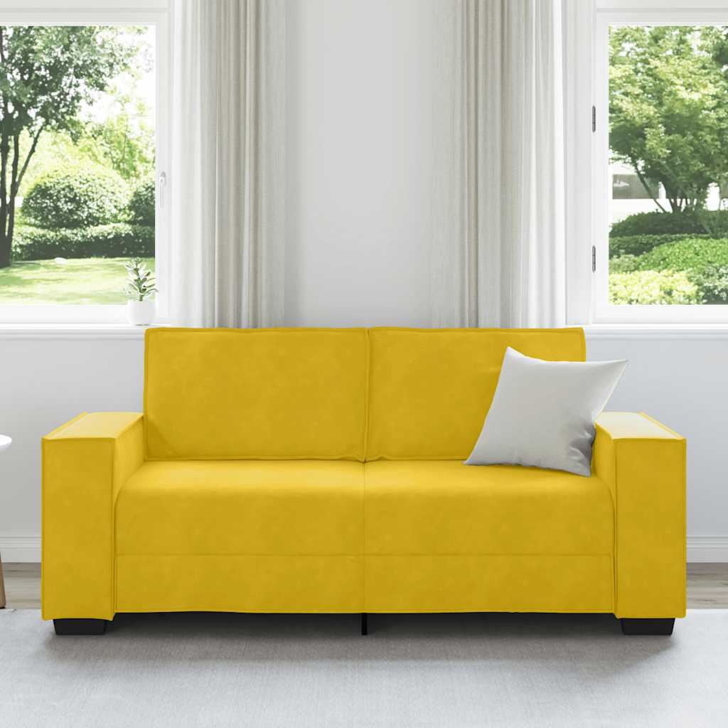 Sofá de 2 lugares amarelo, 180x78x84 cm, veludo