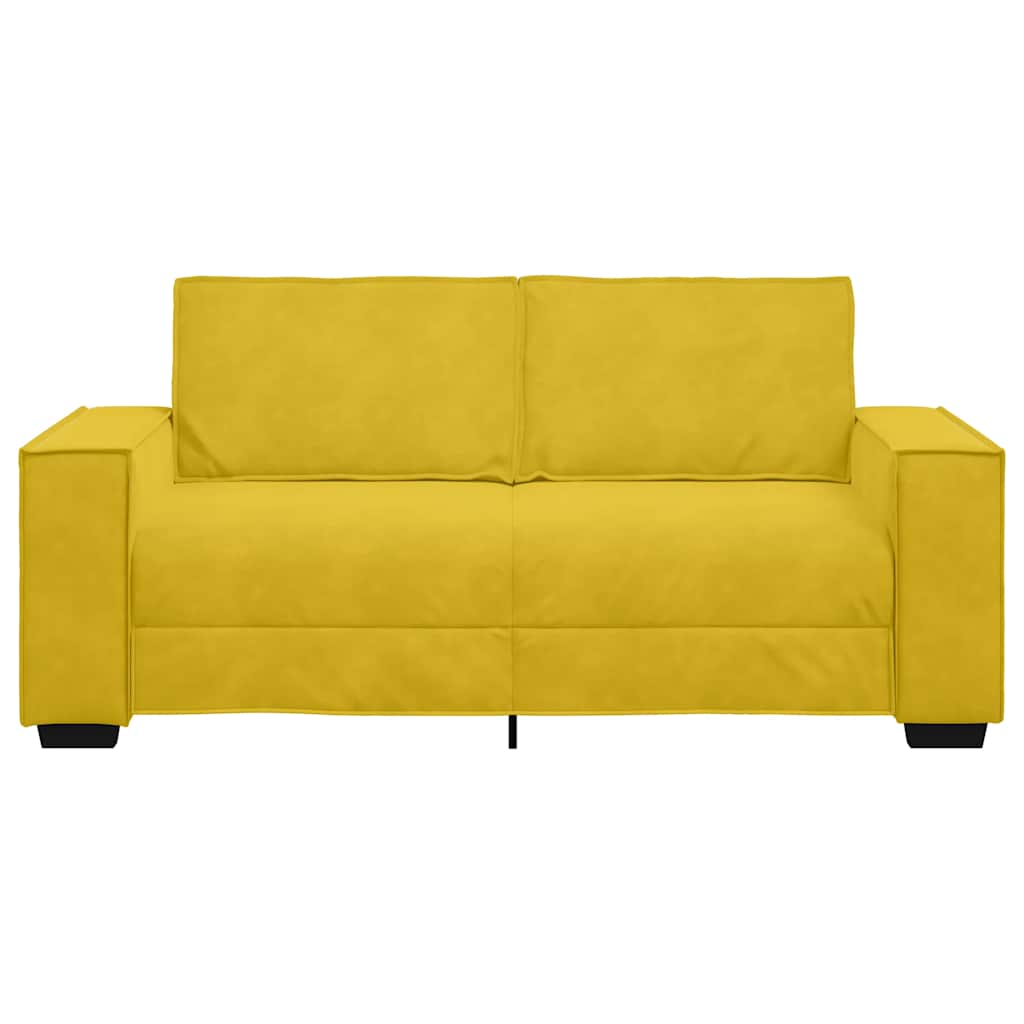 Sofá de 2 lugares amarelo, 180x78x84 cm, veludo