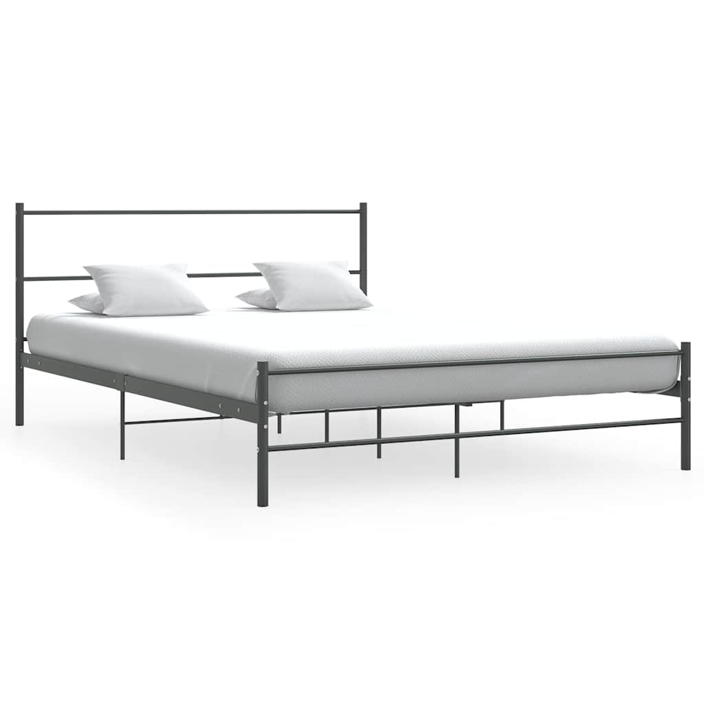 Estrutura de cama sem colchão 140x200 cm metal cinzento