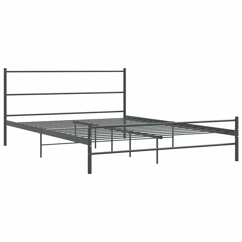 Estrutura de cama sem colchão 140x200 cm metal cinzento